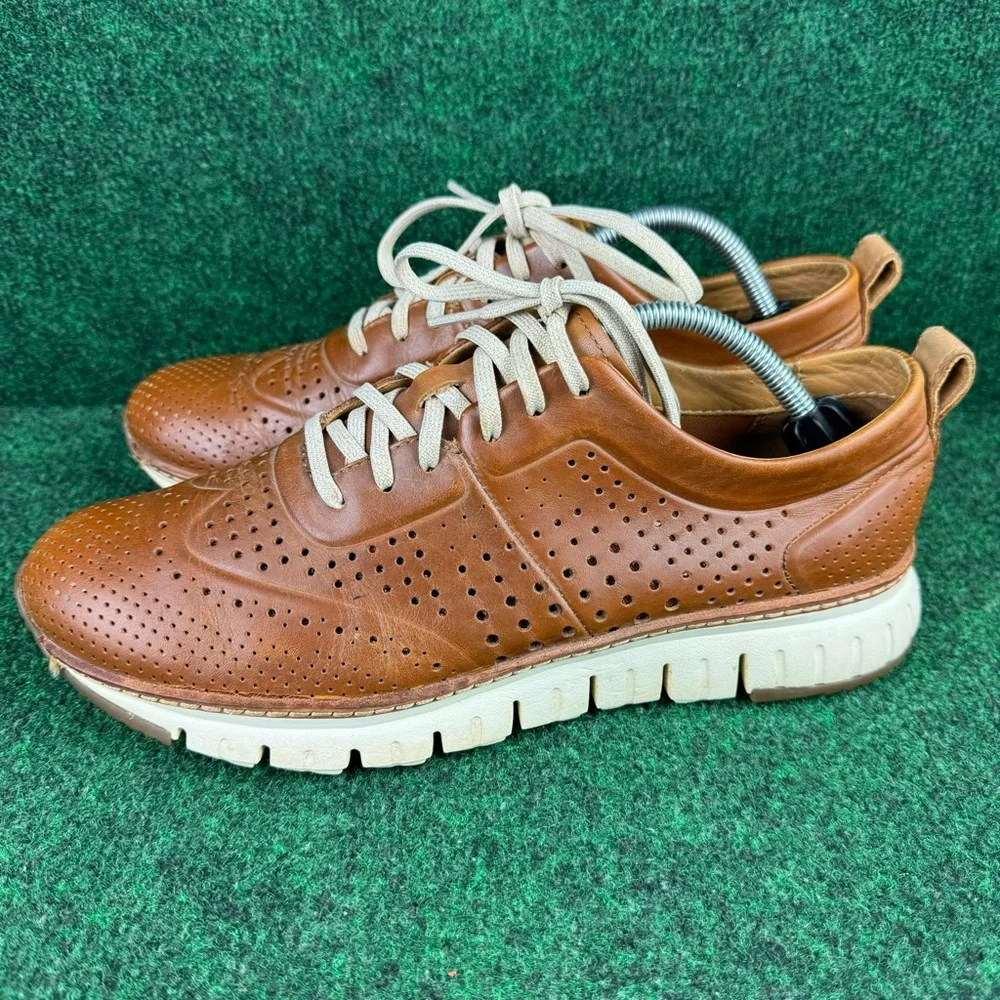 Cole Haan Zerogrand Mens Sz 10 M Brown Leather Perforated Sneakers Shoes C23711 - Picture 3 of 10